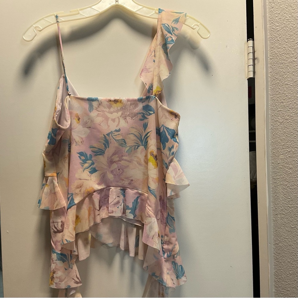 Printed Tulle Ruffle Top - Picture 2 of 4